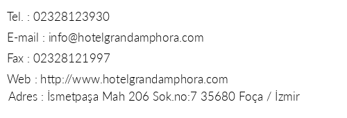 Hotel Grand Amphora telefon numaralar, faks, e-mail, posta adresi ve iletiim bilgileri
